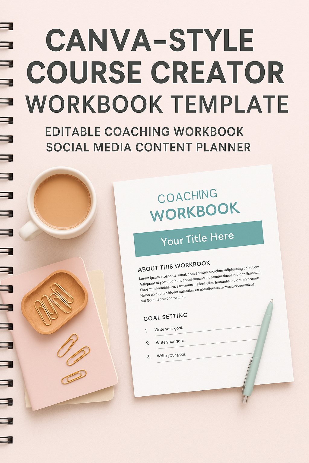 Canva-Style Course Creator Workbook Template | Editable Coaching Workbook | Social Media Content Planner