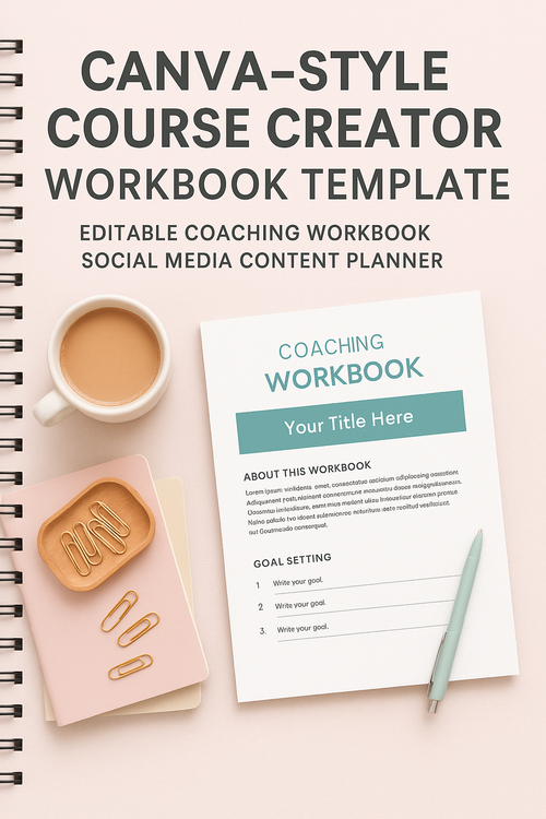 Canva-Style Course Creator Workbook Template | Editable Coaching Workbook | Social Media Content Planner